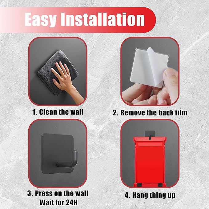 Emergency Fire Blanket Wall Hooks，Waterproof Stainless Steel Adhesive Hooks - Image 4