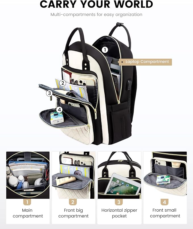 LOVEVOOK Laptop Backpack for Women, Fashion Travel Work Commuter Backpack Purse - Image 5
