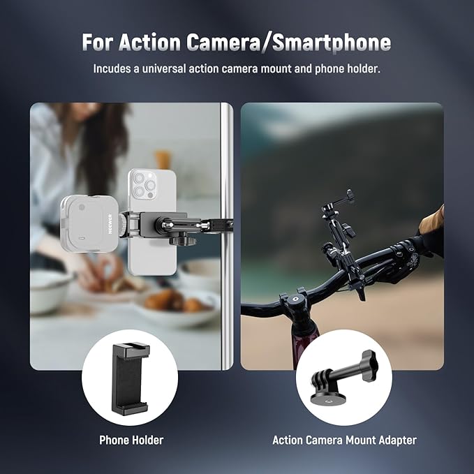 NEEWER Super Clamp with 3" Dual Ballhead Magic Arm, Ball Head Adapter, Cold Shoe - Image 4