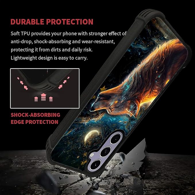 for Samsung Galaxy S24 S25 Case, Star Cave Hungry Wolf Pattern Graphic Design - Image 5