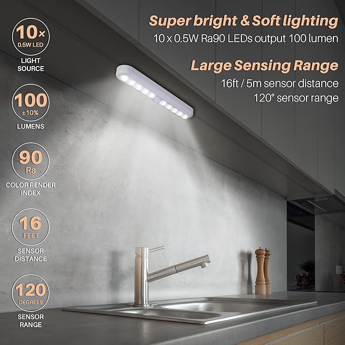 STAR-SPANGLED 11” Motion Sensor Lights Indoor AA Battery Operated, Stick on LED - Image 2