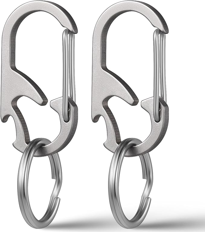 TISUR Titanium Carabiner Keychain Clip, Anti-Lost Key Ring Holder, Self-Locking by TISUR