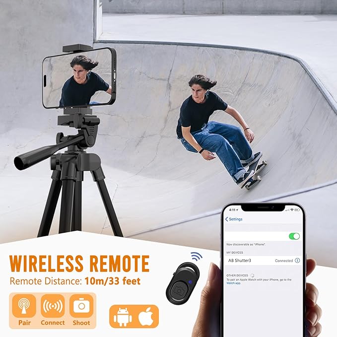 Luswemi 53'' Phone & Camera Mount Tripod Stand - Image 4