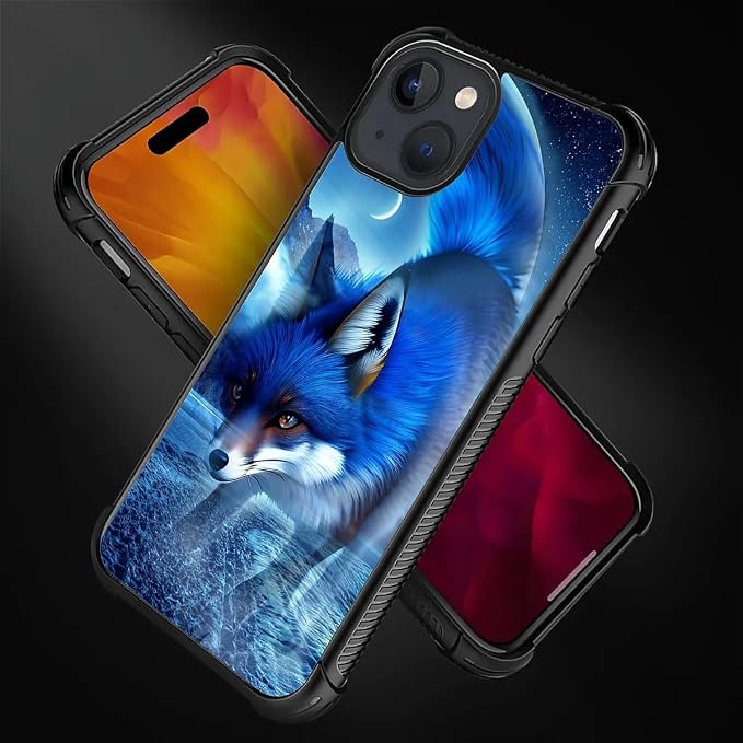 for iPhone 15 Plus Case, Snowy Mountain Fox Lake Pattern Graphic Design Girl - Image 4