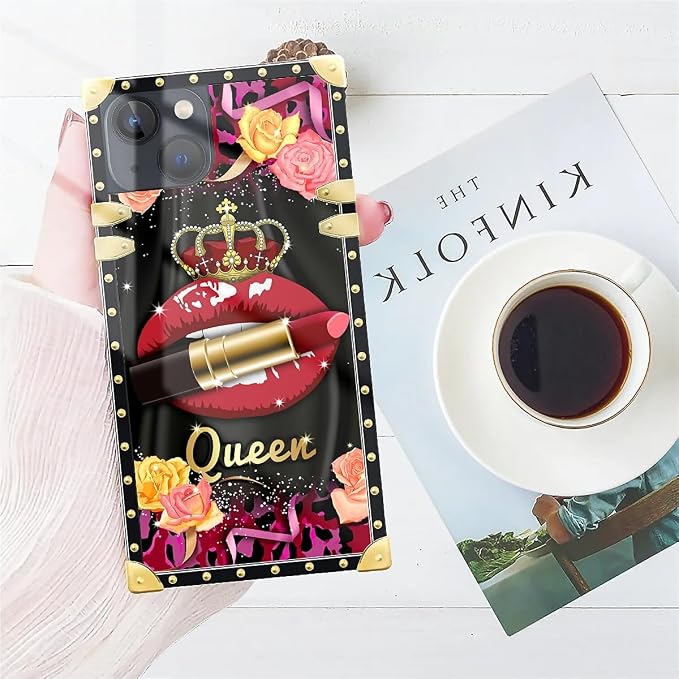Compatible with iPhone 13 Case, Queen Lip Crown Leopard Print Luxury Golden - Image 7