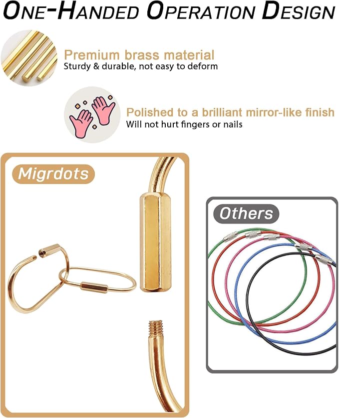 Brass Gold Carabiner Clip for Keys - Image 3