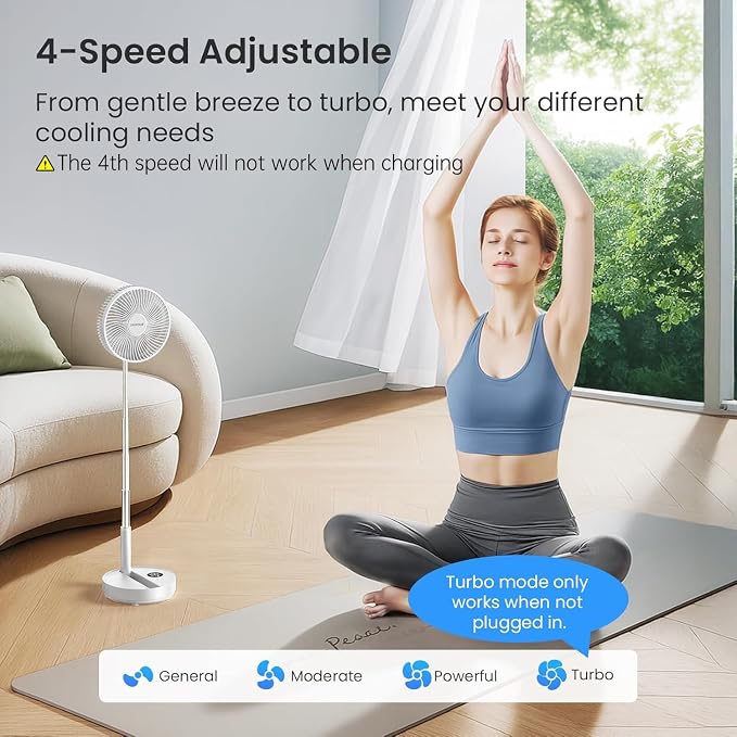 TriPole Portable Standing Fan, 8000mAh Rechargeable Oscillating Fan - Image 3