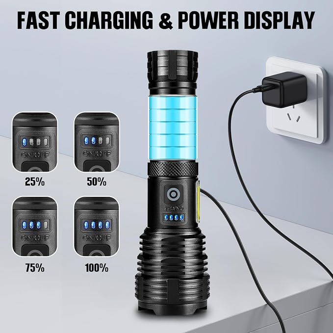 BERCOL Flashlight LED Rechargeable Flashlights High Lumens, 000 LM Super Bright - Image 4