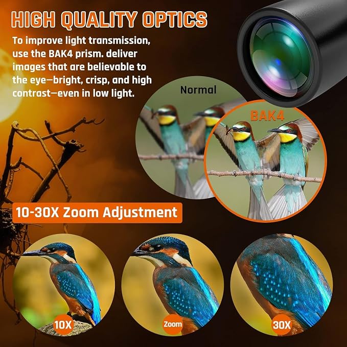 10-30x50 Zoom Binoculars for Adults, High Powered Military Binoculars for Bird - Image 4