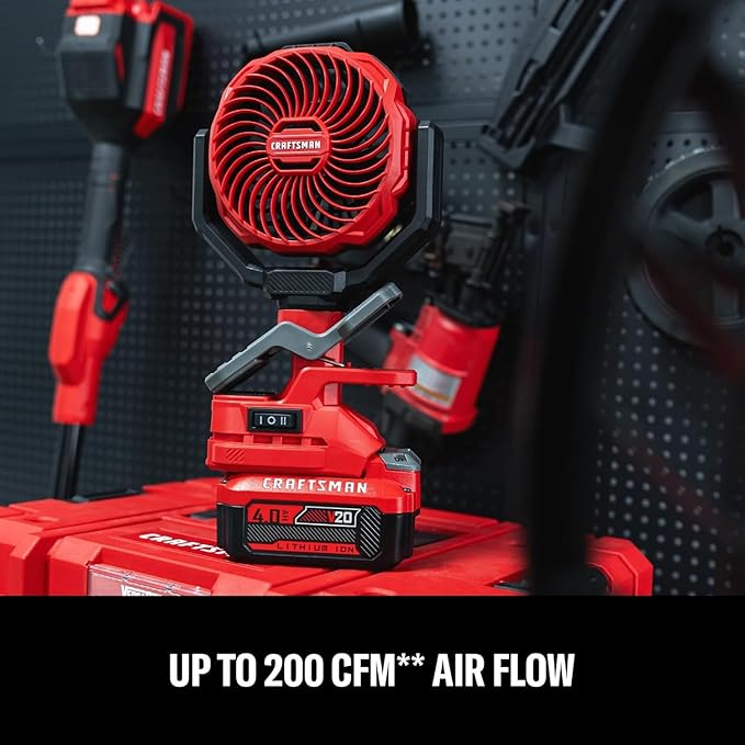 CRAFTSMAN Portable Clip on Fan Rechargeable, Small Personal Clamp Fan Battery - Image 6