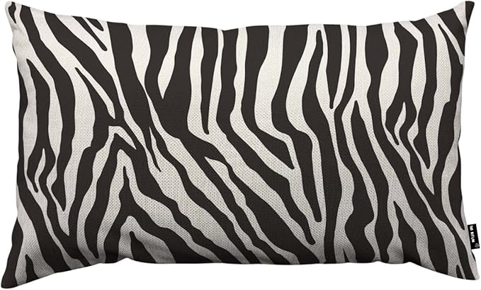 TKS MITLAN Zebra Print Pillow Covers 12 x 20 Inch Black White Leopard Line by TKS+MITLAN