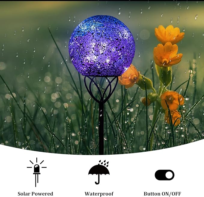 VCUTEKA Solar Lights Outdoor Garden Decor Mosaic Solar Garden Lights Waterproof - Image 4