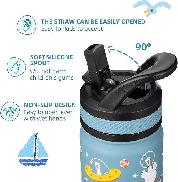 Fanhaw 18 Oz Kids Insulated Water Bottle - Image 3