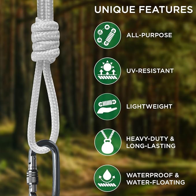 TECEUM Rope – 90 Feet x 3/8 Inch – White – Strong All-Purpose Utility Rope – - Image 4