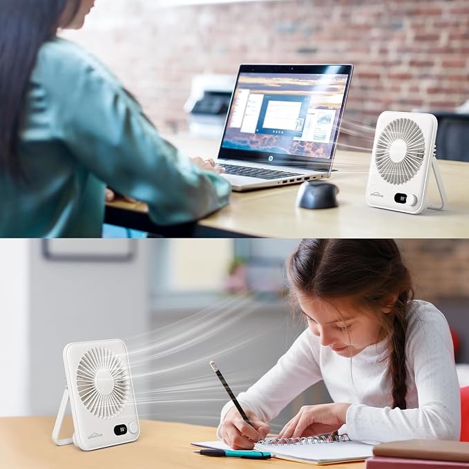 WHATOOK Small Desk Fan Personal Fans: 5000mah 25 Hours Battery Office Quiet - Image 2