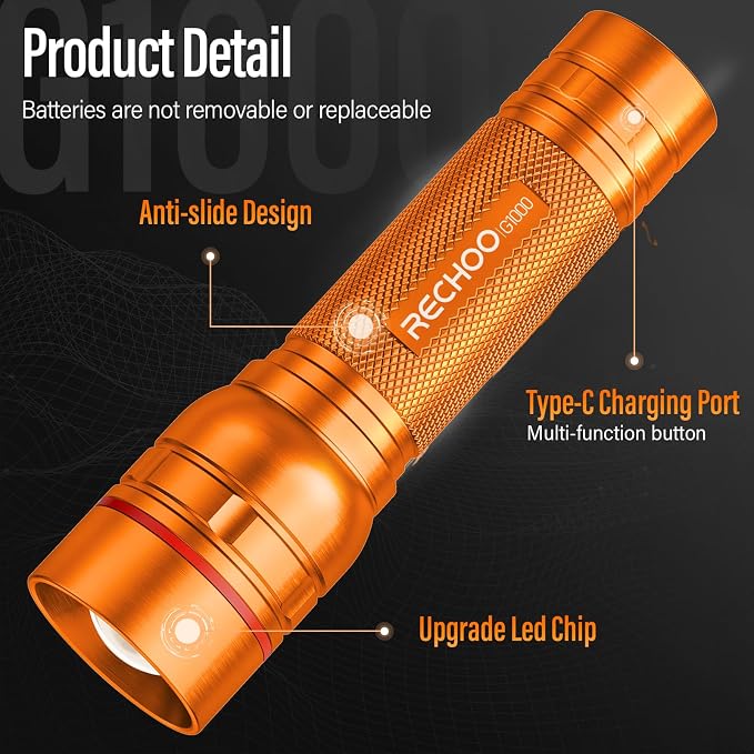 Rechargeable Flashlights High Lumens, G1000 Super Bright Flash Light 2 Pack - Image 4