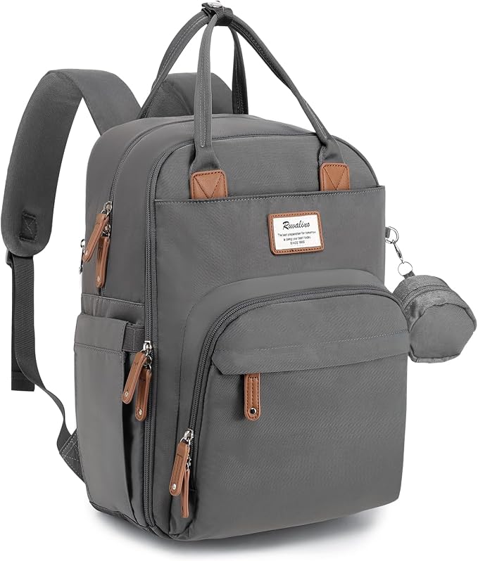 RUVALINO Diaper Bag Backpack, Large Capacity, Waterproof and Stylish, Iron Gray by RUVALINO