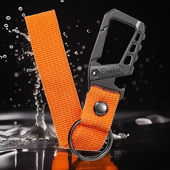 Metal heavy duty key chain carabiner clip bottle opener wrist lanyard ring car - Image 5