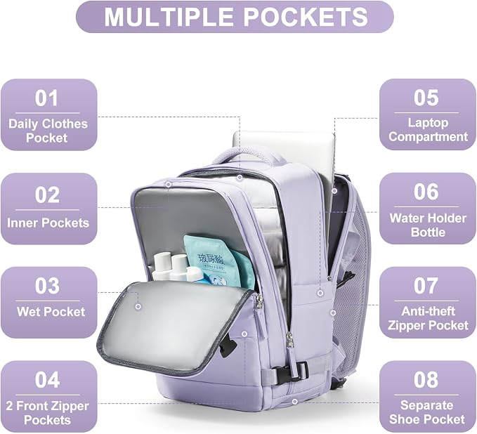 coofay Travel Backpack Carry on Flight Approved Mochila De Viaje Personal Item - Image 4