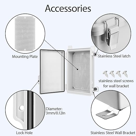 LeMotech Electrical Box, IP67 Waterproof Hinged Cover Stainless Steel Latch - Image 4
