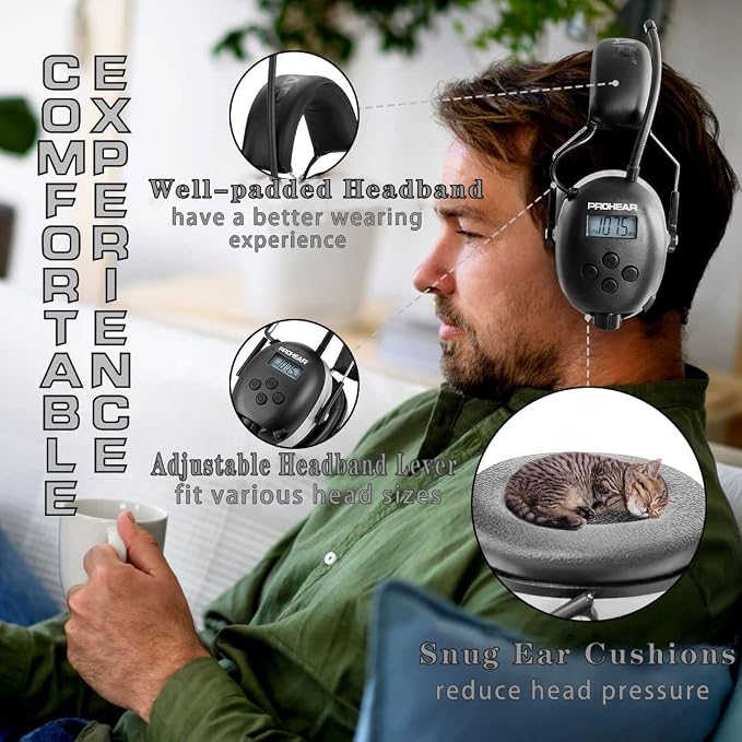 PROHEAR AM FM Digital Ear Protection 25dB NRR Audio Headphones, Noise Reduction - Image 5