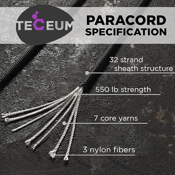 TECEUM 5/32" Paracord Rope 1000 – 1000ft / 200ft / 100ft / 50ft – Tactical - Image 2