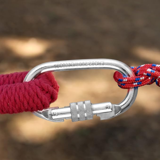 Oval Indoor Outdoor Climbing Carabiner, 25 KN Screw Locking Heavy Duty Safety - Image 4