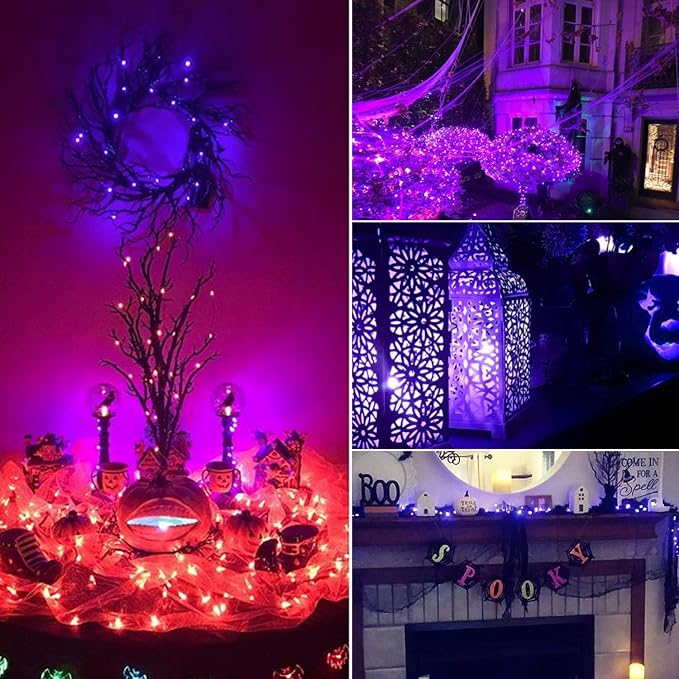 Halloween Purple Fairy String Lights: 12 Pack 7 Ft 20 LED Battery Operated - Image 2