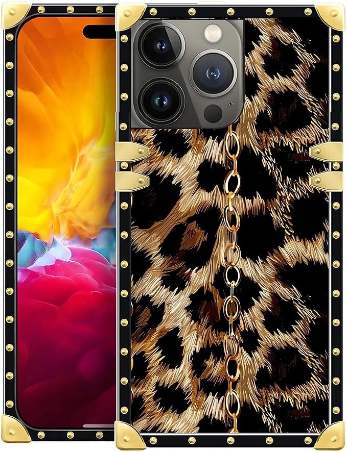 Compatible with iPhone 15 Pro Case, Seamless Gold Chain Leopard Luxury Golden by Unknown