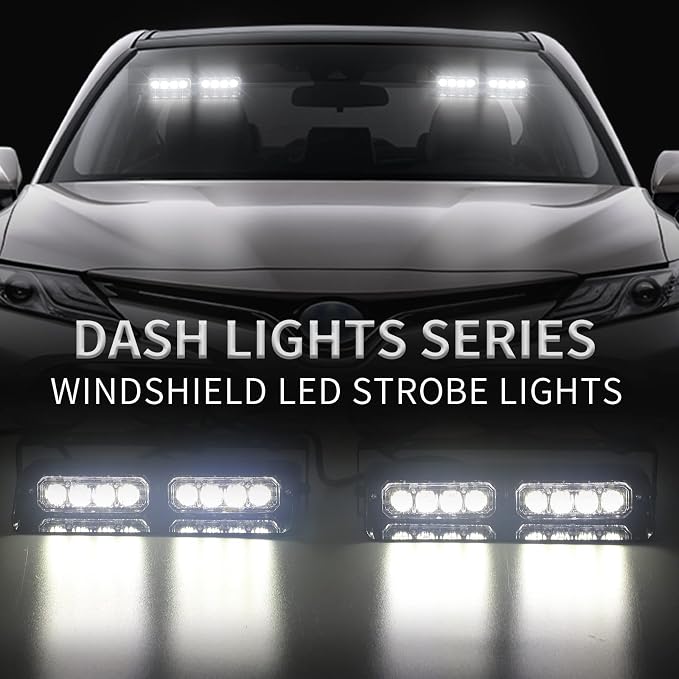 XRIDONSEN White 2 in 1 Dash Emergency Strobe Lights Front/Rear Windshield - Image 2