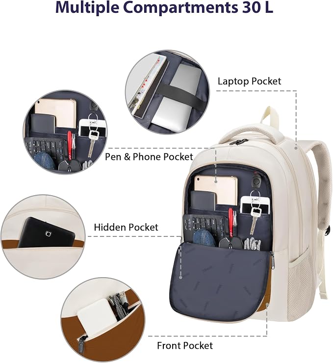 MATEIN 17.3 Inch Womens Laptop Backpack, Water Resistant Work Business Backpack - Image 5