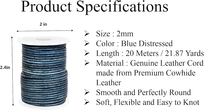 GENIQUE Real/Genuine Round Leather String Cord - Image 3