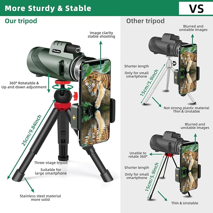 40X60 HD Monocular for Adults, Grade Compact Monocular Telescope - Image 3