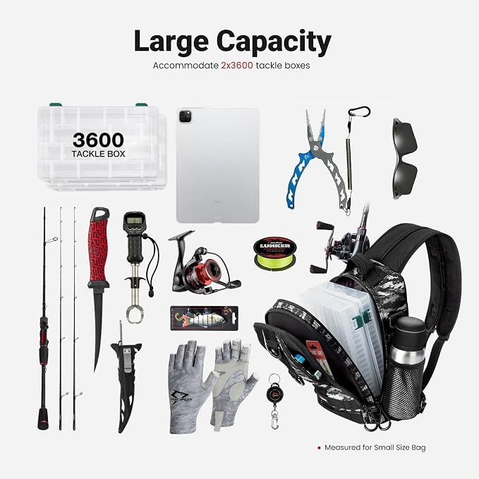 Piscifun Fishing Backpack with Rod Holder, Lightweight Sling Bag Storge Gear - Image 6