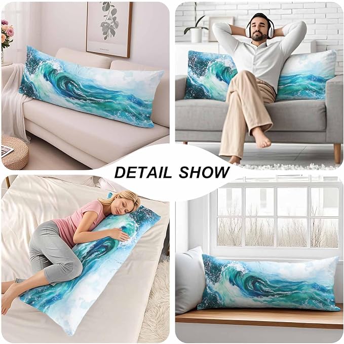 Couch Body Pillow Cover Ocean Wave Bedding Body Pillow Case - Image 5