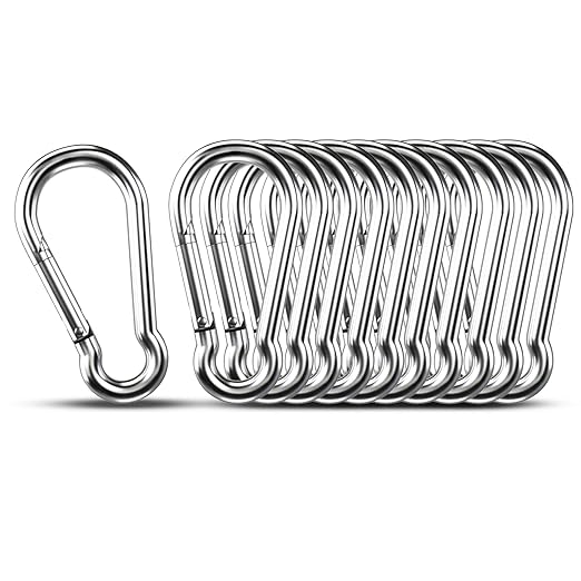 Small Carabiner Clip Hooks, 304 Stainless Steel Spring Snap Hook Fits Camping by KINLINK