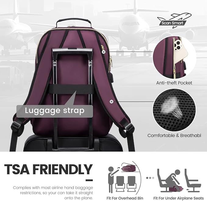 LOVEVOOK Laptop Backpack for Women 18.4 inch, Cute Womens Travel Backpack Purse - Image 6