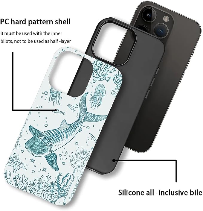 for iPhone 12/12 Pro Case, HH2 Ocean Whale Shark Hybrid 2 Layer Hard Shell - Image 3