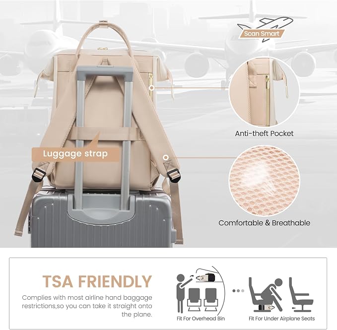 LOVEVOOK Leather Backpack for Women, 17 inch Laptop Backpack, Professional Work - Image 6