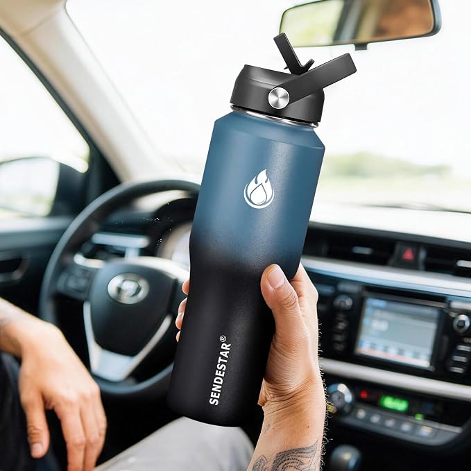 SENDESTAR Water Bottle 32oz, Wide Mouth Stainless Steel Vacuum Insulated Double - Image 7