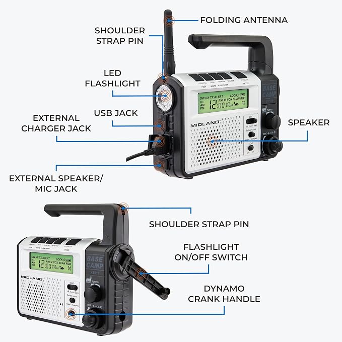 Midland® - XT511 - Emergency Radio - 22 Channel Two-Way Base Camp Radio - Image 4