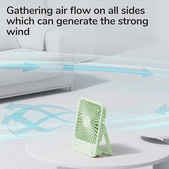 JISULIFE Desk Fan Battery Rechargeable, 4500mAh 180°Foldable Portable Personal - Image 3