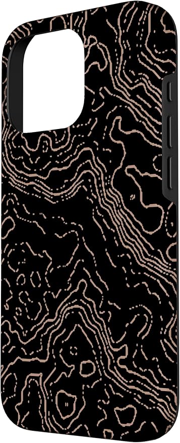 Topography Black & Brown Abstract Pattern Topographic Map Case - Image 2