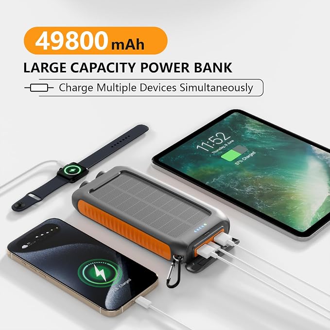 Solar Charger Power Bank 49800mAh Portable Solar Phone Charger - Image 2