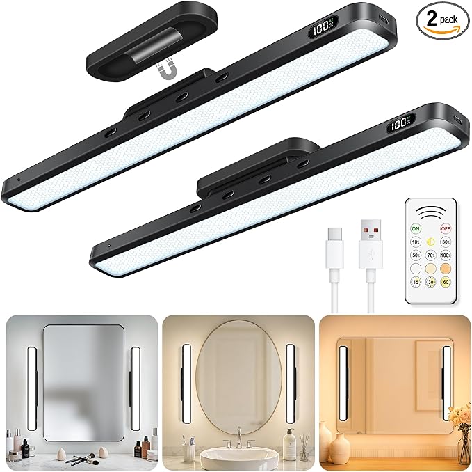 WILLED 3W Mirror Lights with Remote Control, Eye-Friendly Magnetic Light Bar by WILLED