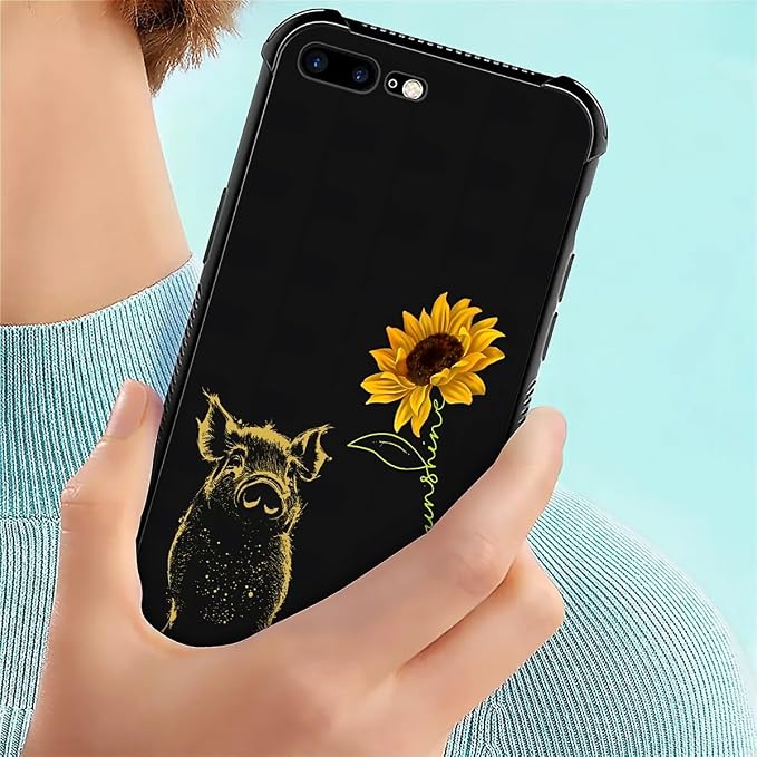 for iPhone 7/8 Case, Pig Sunflower Yellow Sunshine Pattern Made of Soft - Image 7