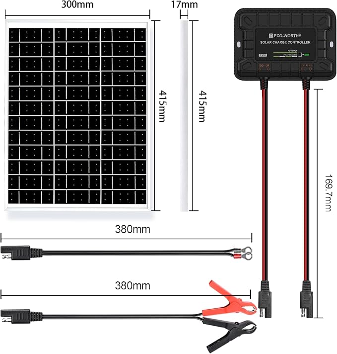 ECO-WORTHY 25W 12V Solar Battery Charger Trickle Maintainer, 25W Waterproof - Image 9