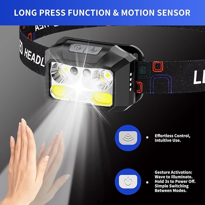 Rechargeable LED Headlamp 2-Pack, 800 Lumens, IPX4 Waterproof, 8 Modes - Image 6
