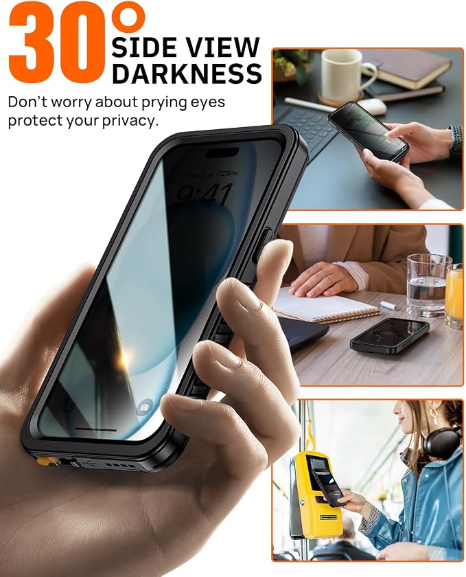 Lanhiem for iPhone 15 Privacy Case, Waterproof Dustproof Shockproof Cases for - Image 3