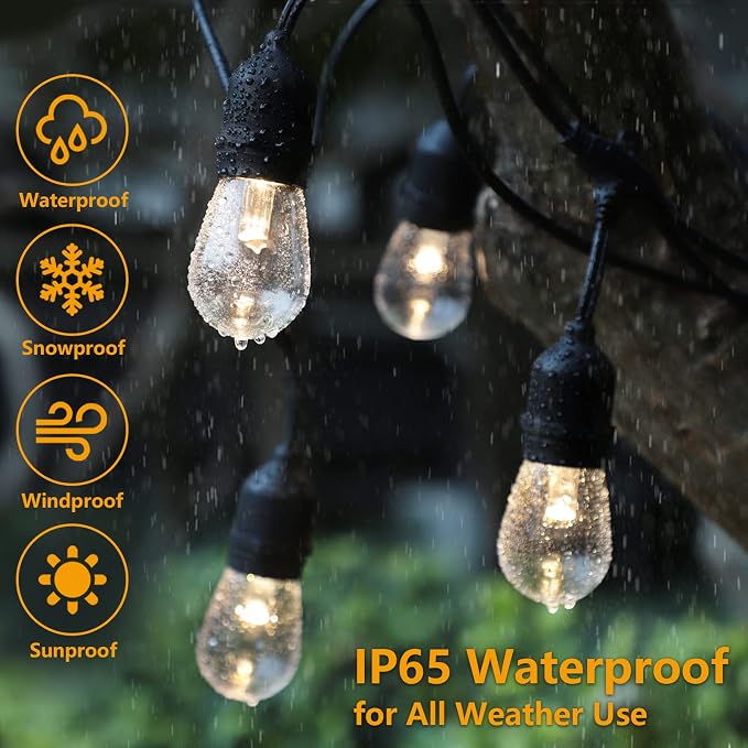 Mlambert 96Ft 3-Color in 1 48Ft LED Dimmable Outdoor String Lights - Image 2